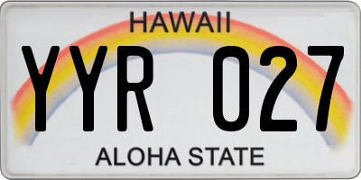 HI license plate YYR027