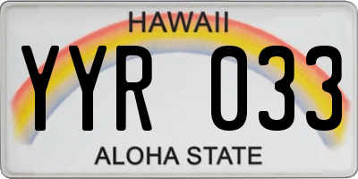 HI license plate YYR033