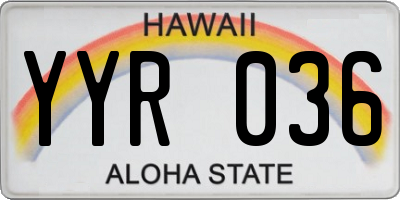HI license plate YYR036