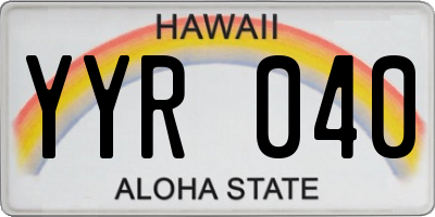 HI license plate YYR040