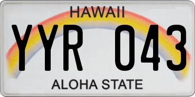 HI license plate YYR043