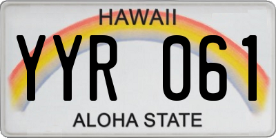 HI license plate YYR061