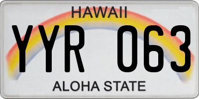 HI license plate YYR063