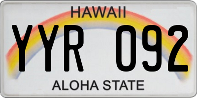 HI license plate YYR092