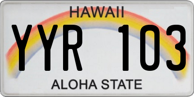 HI license plate YYR103