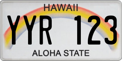 HI license plate YYR123