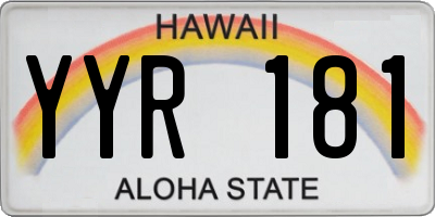 HI license plate YYR181