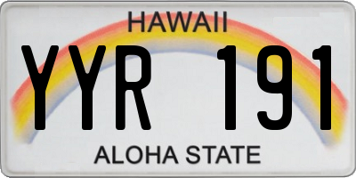 HI license plate YYR191