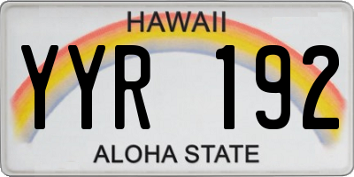 HI license plate YYR192