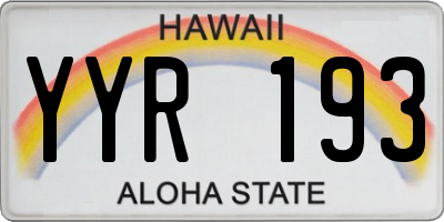 HI license plate YYR193