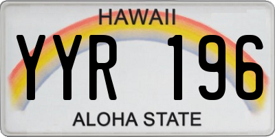 HI license plate YYR196