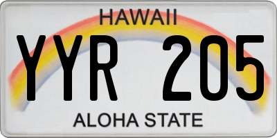 HI license plate YYR205