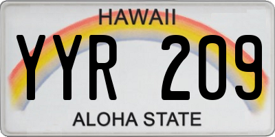 HI license plate YYR209