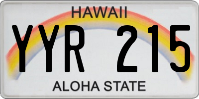 HI license plate YYR215