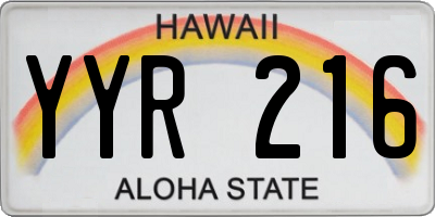 HI license plate YYR216
