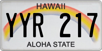 HI license plate YYR217