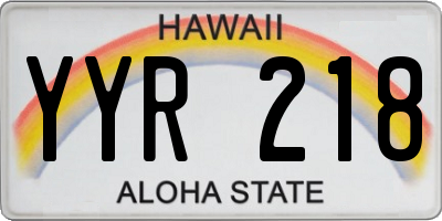 HI license plate YYR218