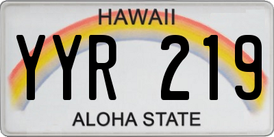 HI license plate YYR219