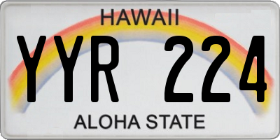 HI license plate YYR224