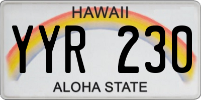 HI license plate YYR230