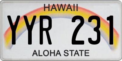 HI license plate YYR231