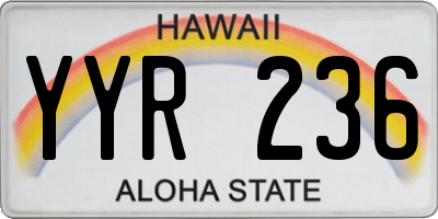 HI license plate YYR236