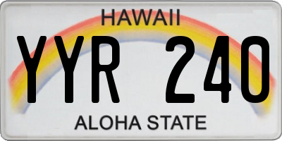 HI license plate YYR240