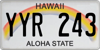 HI license plate YYR243