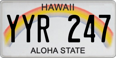 HI license plate YYR247