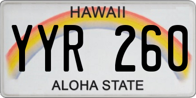 HI license plate YYR260