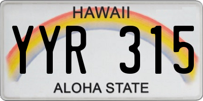 HI license plate YYR315