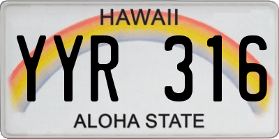 HI license plate YYR316