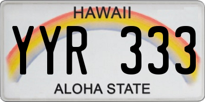 HI license plate YYR333