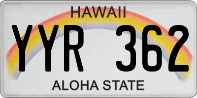 HI license plate YYR362