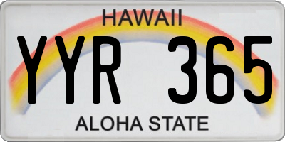 HI license plate YYR365