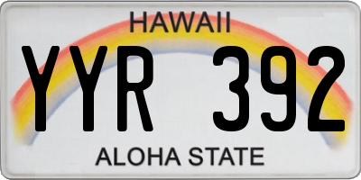 HI license plate YYR392
