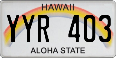 HI license plate YYR403
