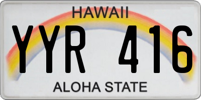 HI license plate YYR416