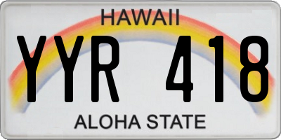 HI license plate YYR418