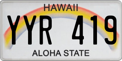 HI license plate YYR419