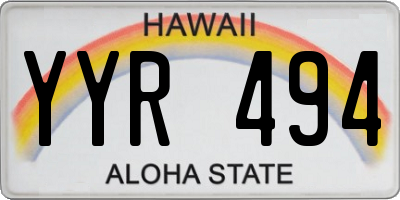 HI license plate YYR494