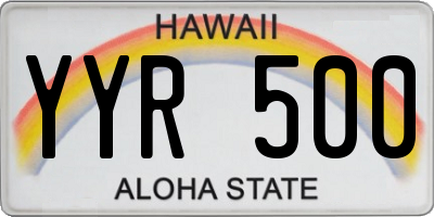 HI license plate YYR500