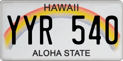 HI license plate YYR540