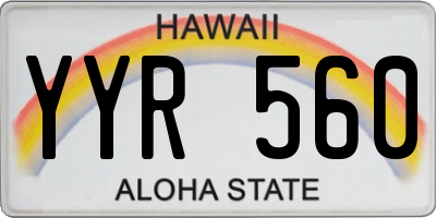 HI license plate YYR560