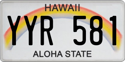 HI license plate YYR581