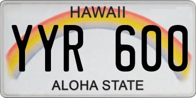 HI license plate YYR600