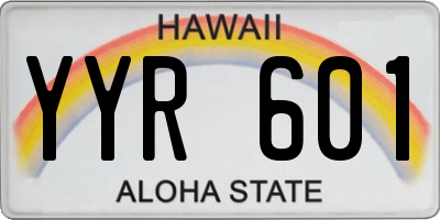 HI license plate YYR601