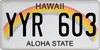 HI license plate YYR603