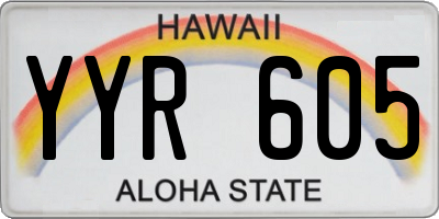 HI license plate YYR605