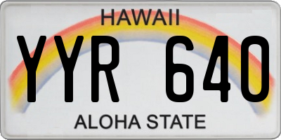 HI license plate YYR640